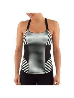 Lululemon Work It Out Sculpt Tank Top Stripe Lilac Black Built in Bra Women S